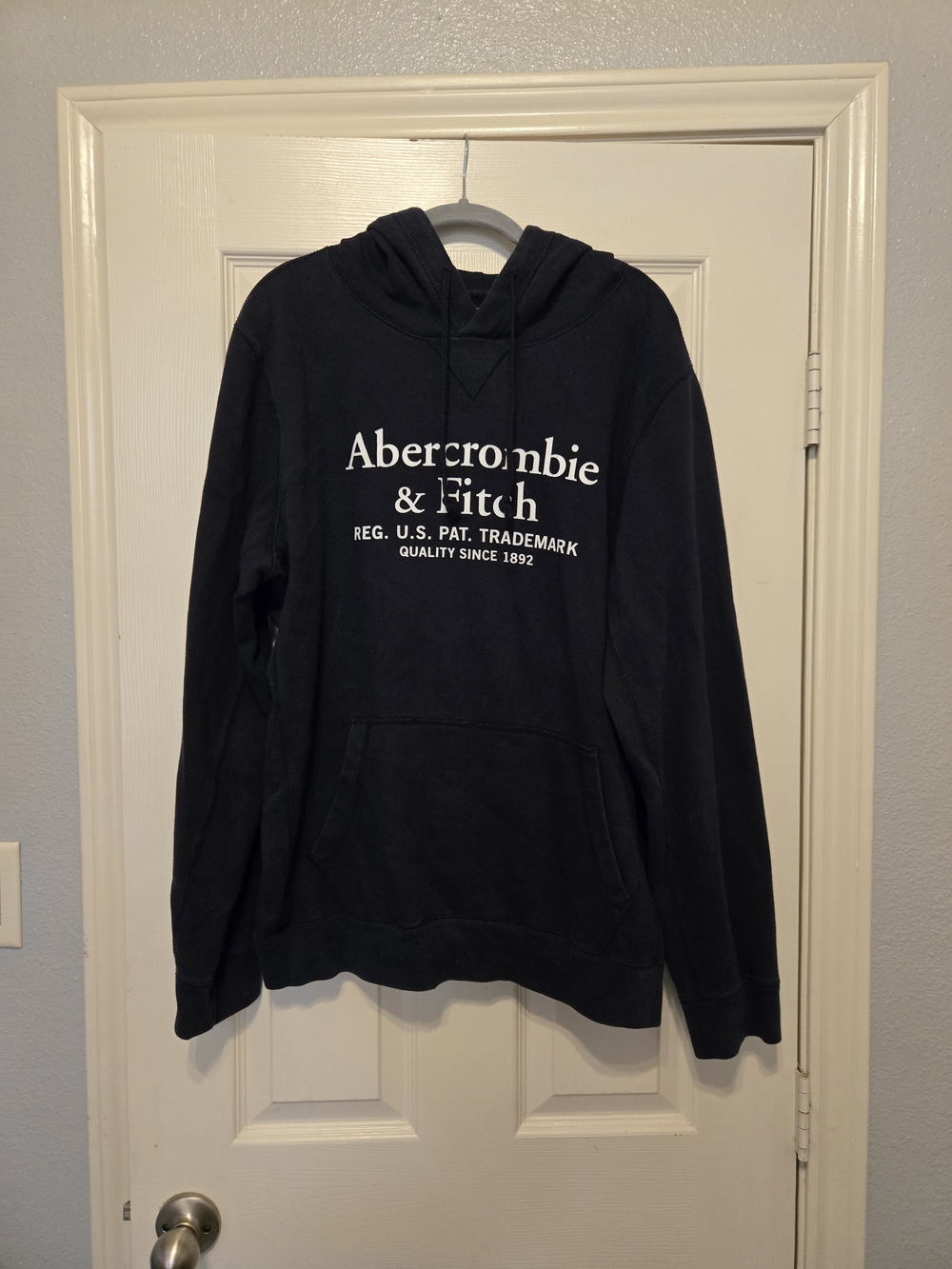 Abercrombie & Fitch Navy Blue Logo Pullover Hoodie